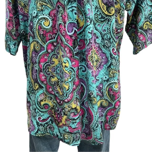 Vintage Abstract Paisley Button Up Shirt Large Boho Hippie Festival Retro Chic - Picture 4 of 11